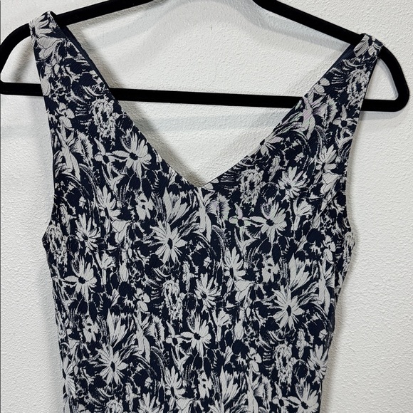 Lauren Ralph Lauren vintage silk‎ Navy and White Floral asymetric Dress - Picture 3 of 10